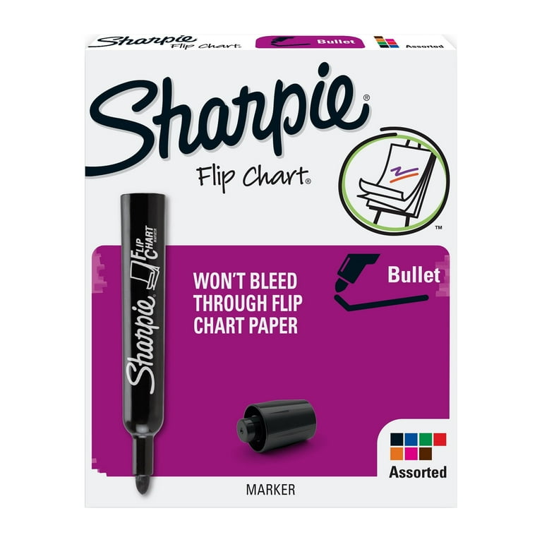Sharpie Flip Chart Markers, Bullet Tip, Assorted Colors, 8
