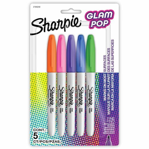 Sharpie Glam Pop Permanent Markers, Assorted Ink (2185230) | 10 Packs (50 Total)