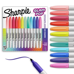 Sharpie Glam Pop Permanent Markers, Fine Point, 12 Count