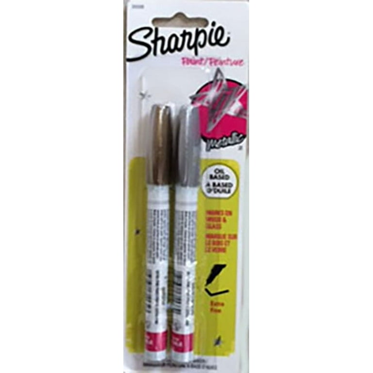 Sanford Sharpie Paint Markers, Oil Base, Extra Fine, Gold/Silver - 2 pack