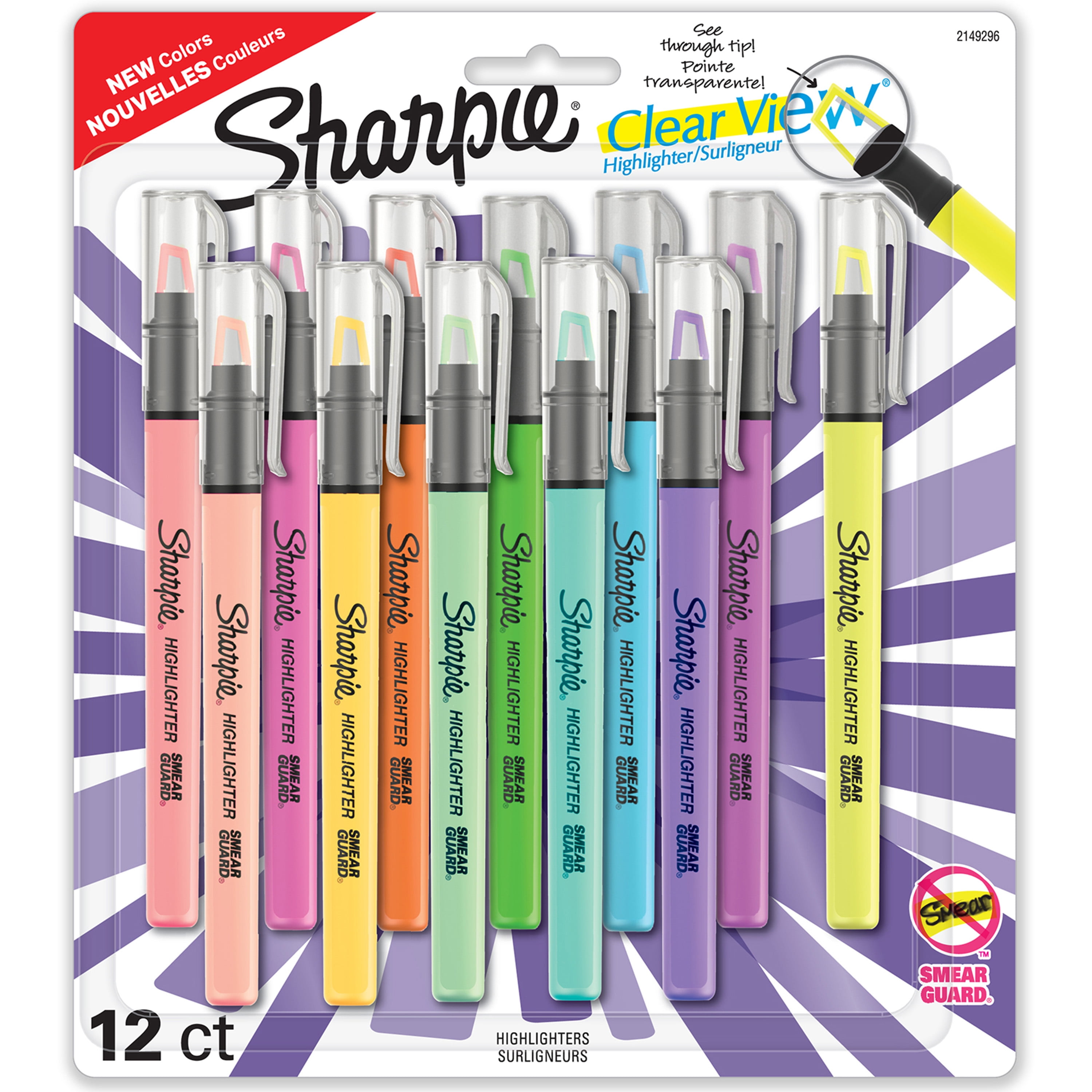 Sharpie Clear View Highlighters 4/Pkg-Yellow, Pink, Orange & Green, 1 -  Baker's