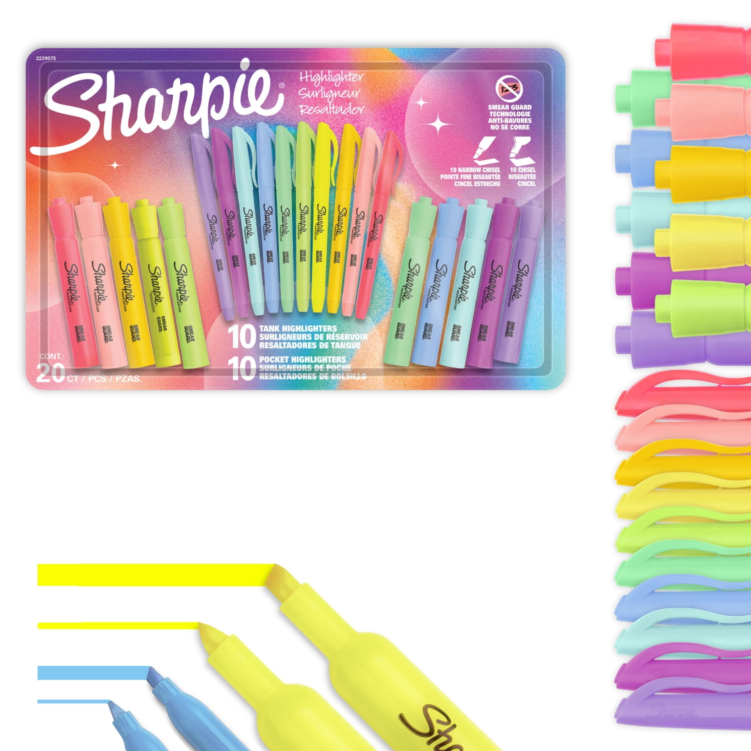 Sharpie Highlighters Variety Pack, Tank and Pocket Highlighters, Chisel Tip, Assorted, 20 Count