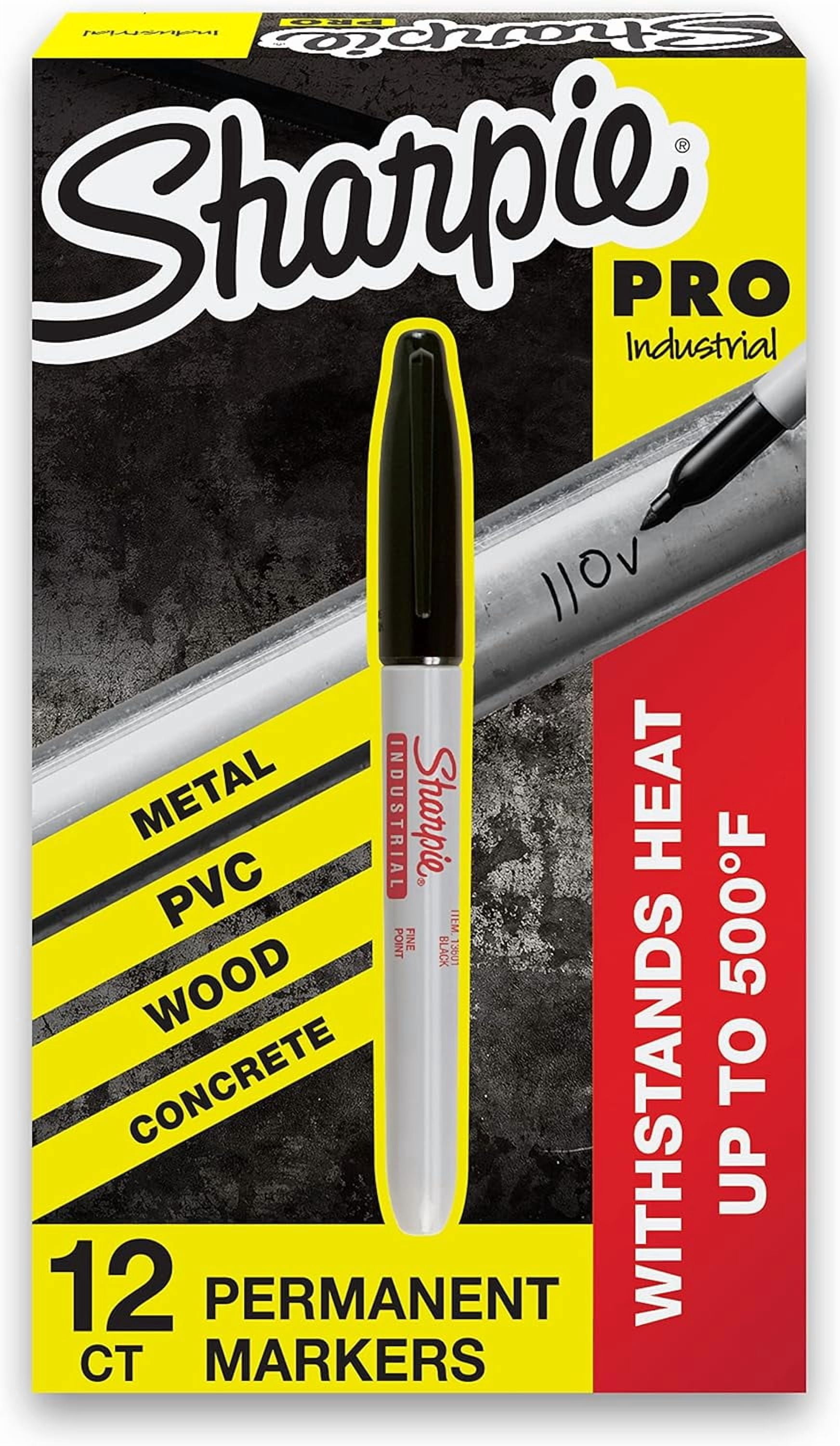 Sharpie Industrial Permanent Markers, Fine Point, Black, Box of 12