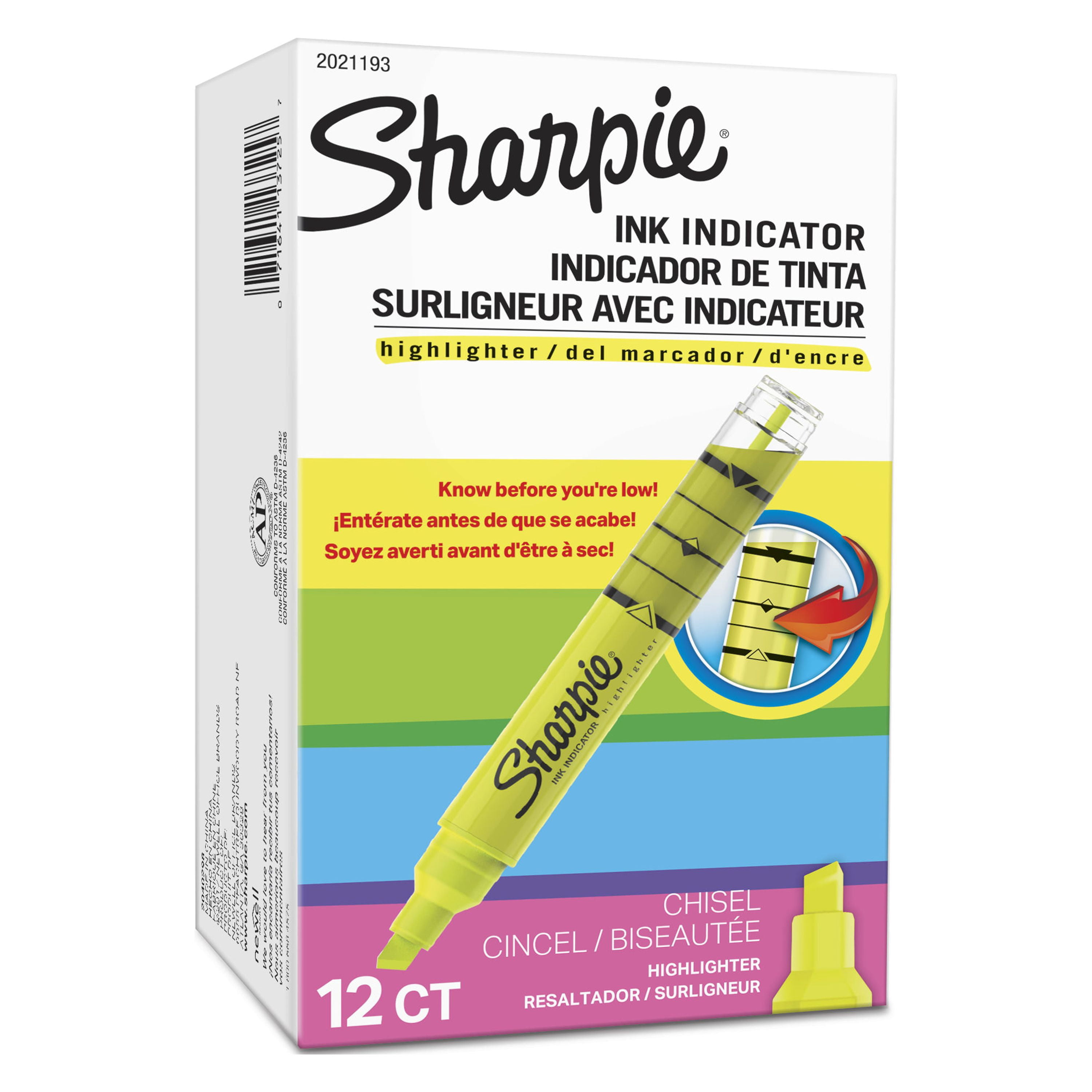 Sharpie Ink Indicator Sharpie Ink Indicator Tank Highlighters, Chisel Tip, Fluorescent Yellow ...