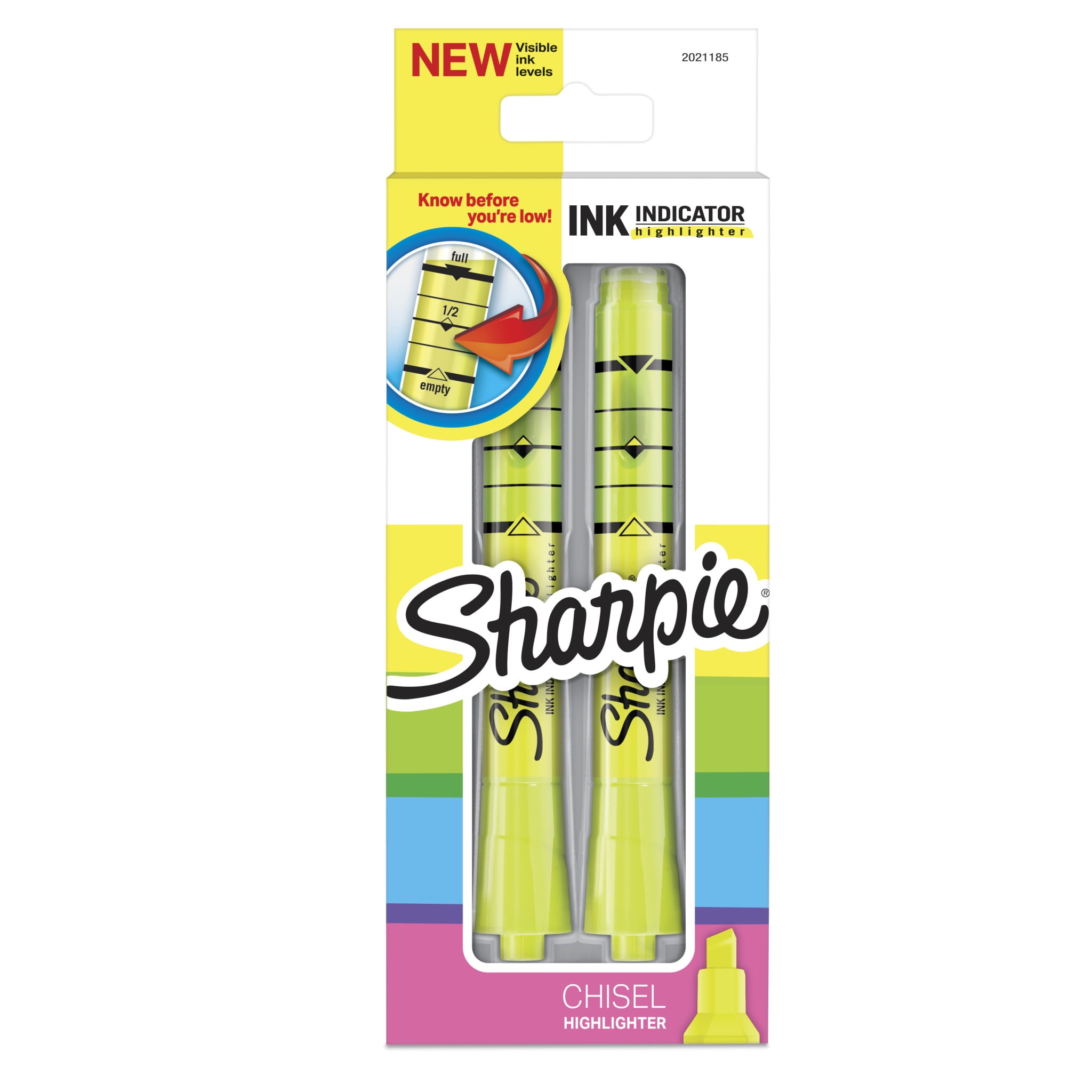 Sharpie Ink Indicator Tank Highlighters, Chisel Tip, Fluorescent Yellow