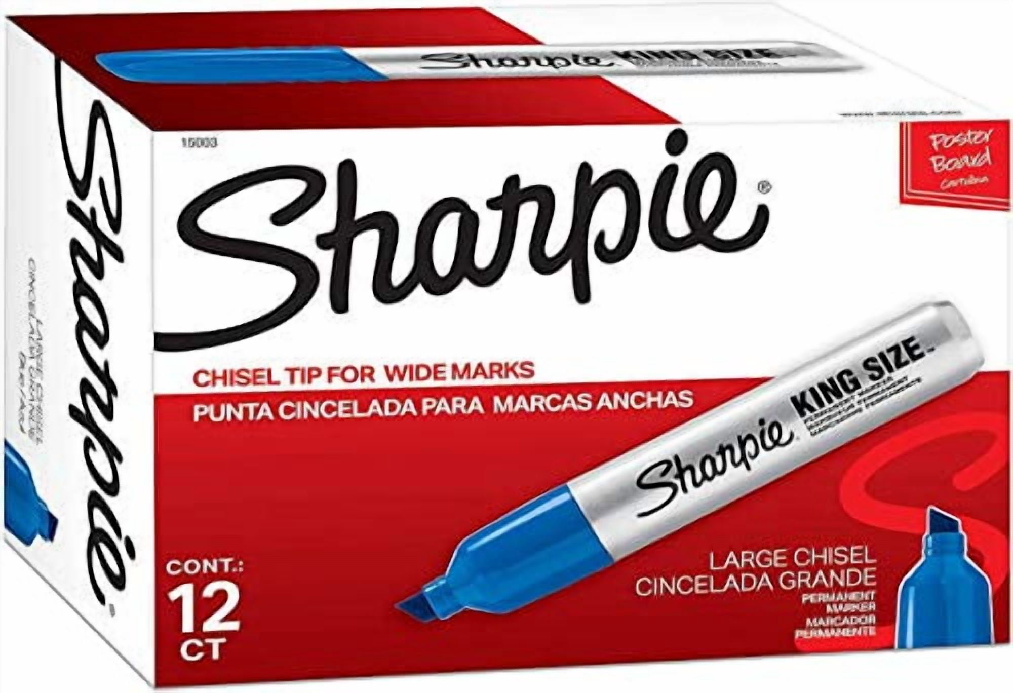 Sharpie King Size Permanent Marker, Chisel Tip, Blue Ink, Dozen (SAN15003)