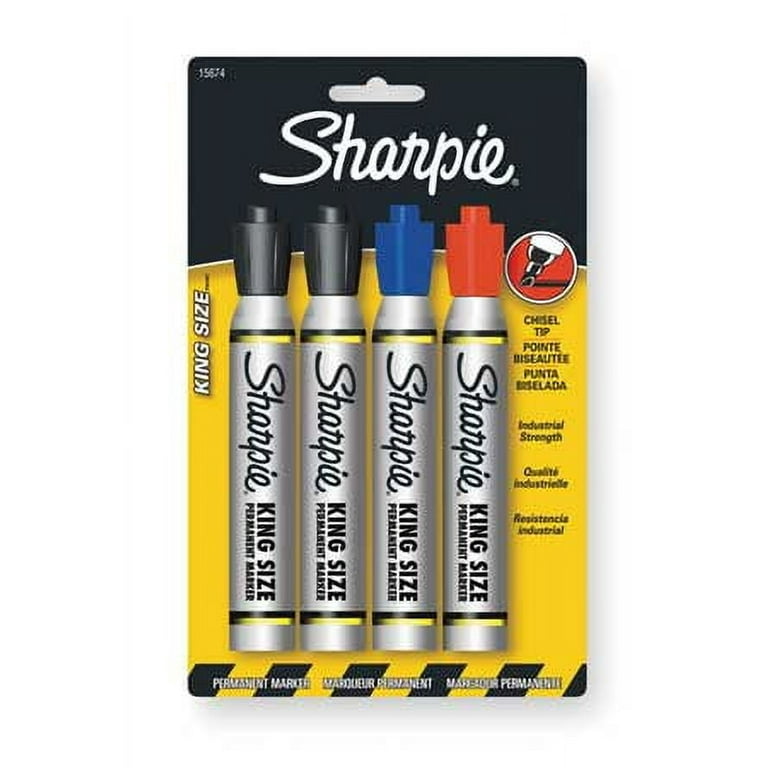 King Size Permanent Marker, Broad Chisel Tip, Assorted Colors, 4/Set King Size Permanent Marker, Broad Chisel Tip, Assorted Colors, 4/Set