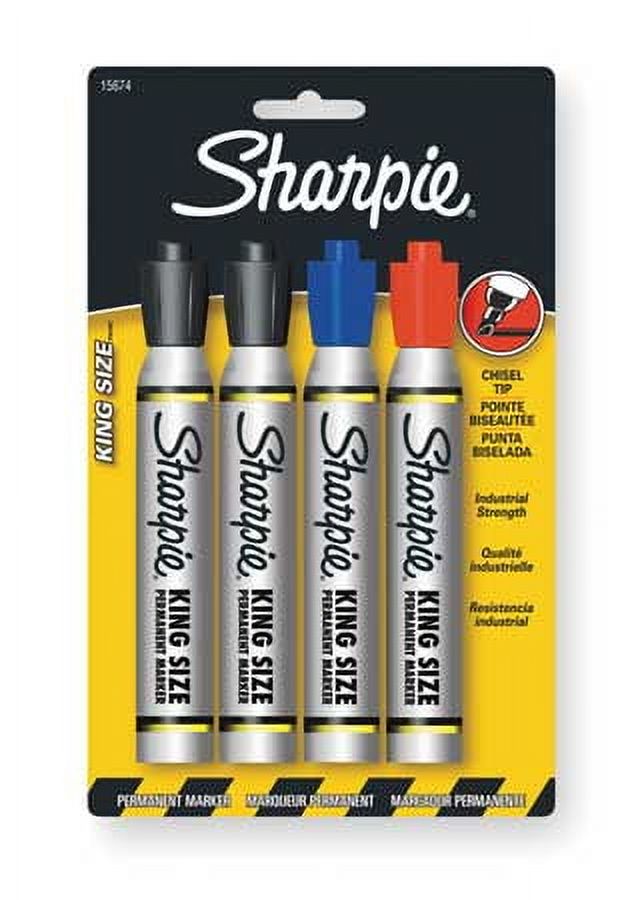 Jumbo Permanent Markers, 4 Pack – Black, Chisel Tip – Extra Thick & Wide For Large Marking