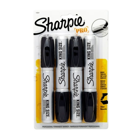 Sharpie King Size Permanent Markers, Black (Pack of 4)