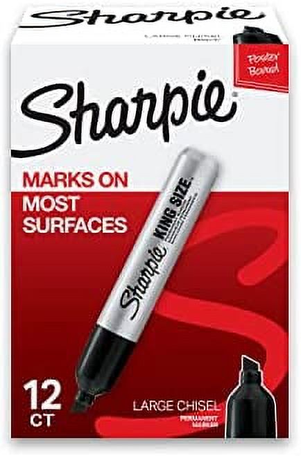 Sharpie King Size Permanent Markers | Chisel Tip Markers for Work & Industrial Use, 12 Count
