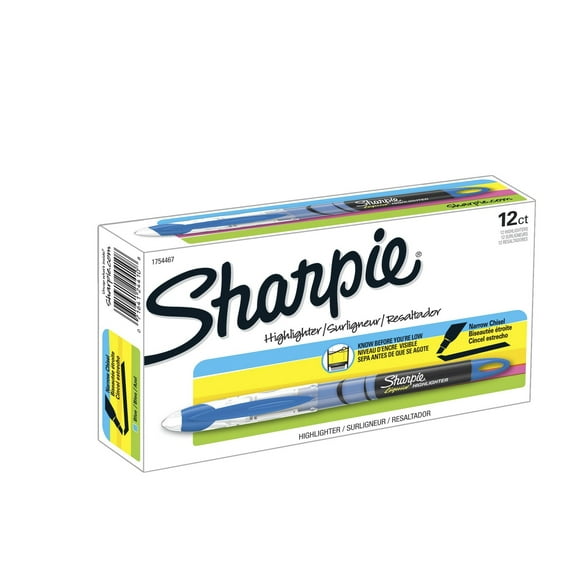 Sharpie Liquid Highlighters, Chisel Tip, Fluorescent Blue, Box of 12