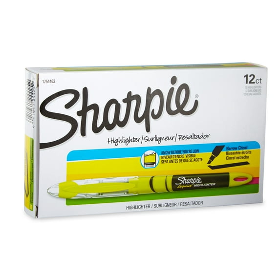 Sharpie Liquid Highlighters, Chisel Tip, Fluorescent Yellow, Box of 12
