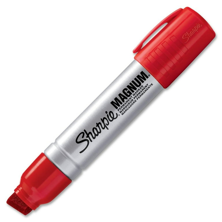 Sharpie Magnum Permanent Marker - Jumbo Marker Point - 15.87 mm Marker Point Size - Chisel Marker Point Style - Red - Silver Plastic Barrel - Felt Tip - 12 / Box Sharpie Magnum Permanent Marker - Jumbo Marker Point - 15.87 mm Marker Point Size - Chisel Marker Point Style - Red - Silver Plastic Barrel - Felt Tip - 12 / Box
