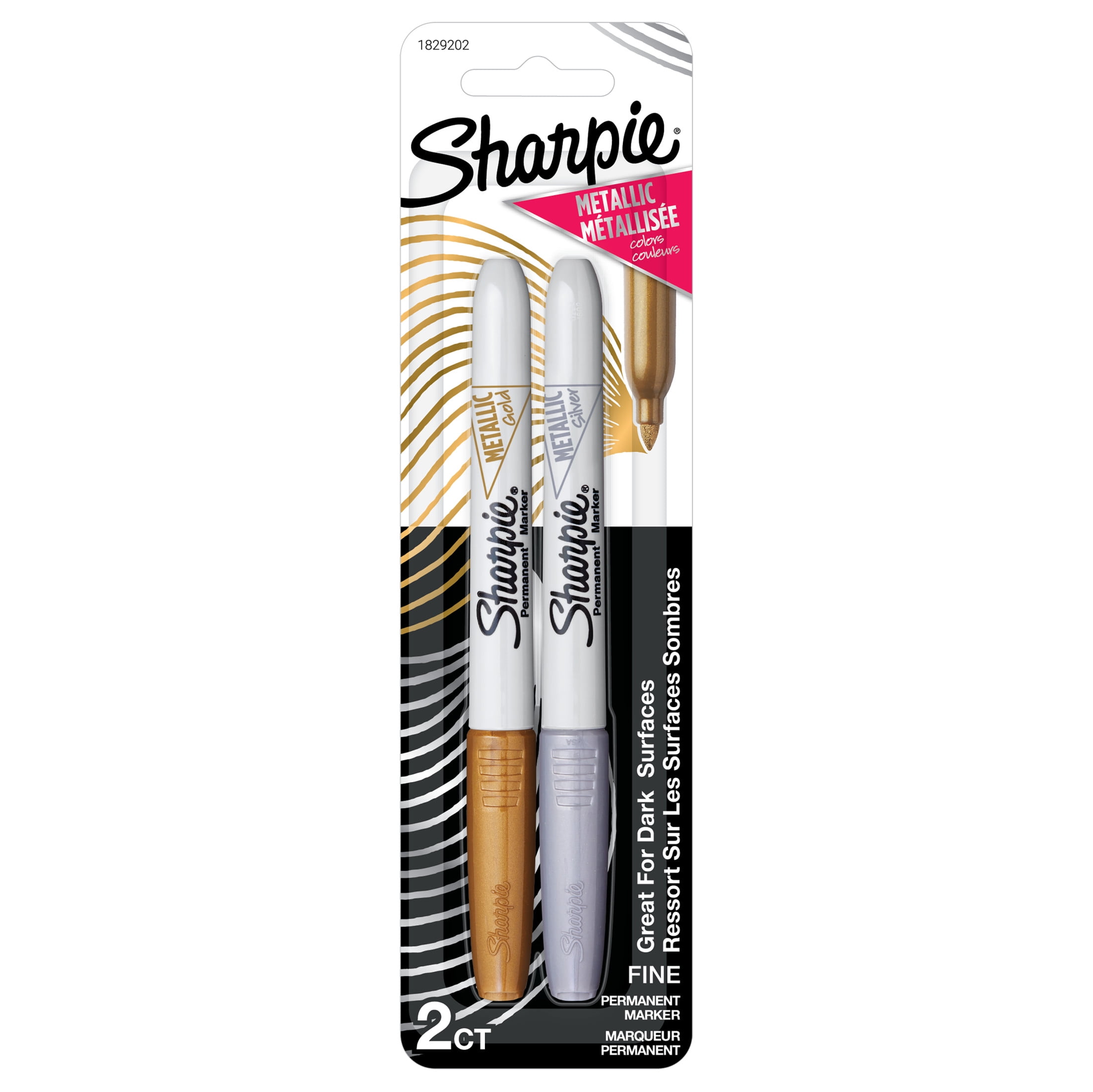 Sharpie Metallic Fine Permanent Marker, Gold, Silver Ink, 2Pk