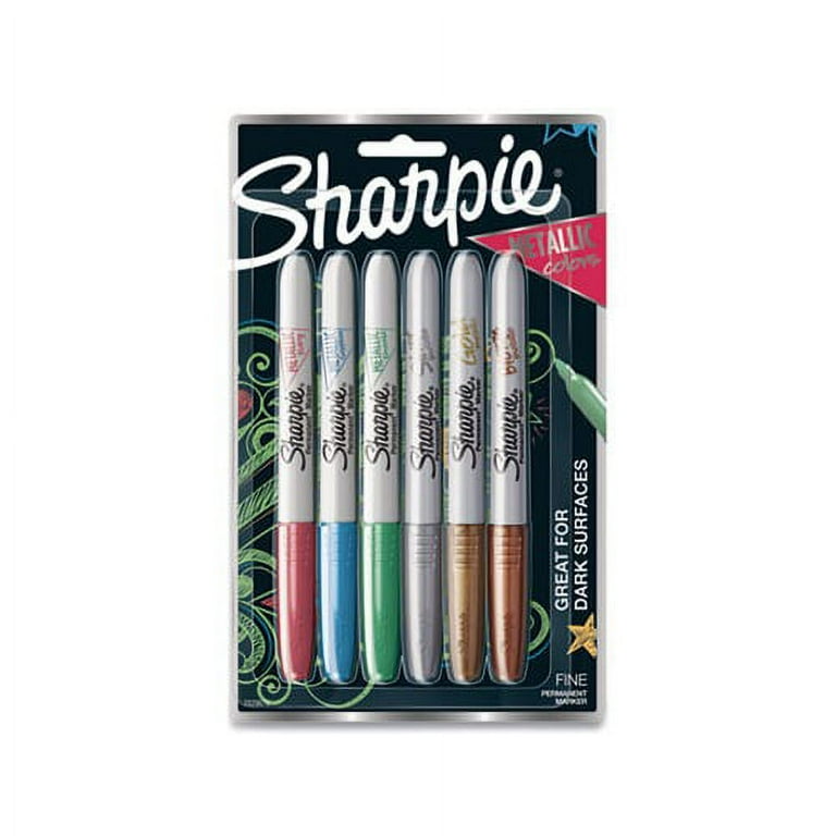Metallic Fine Point Permanent Markers, Fine Bullet Tip, Blue-Green-Red, 6/Pack Metallic Fine Point Permanent Markers, Fine Bullet Tip, Blue-Green-Red, 6/Pack