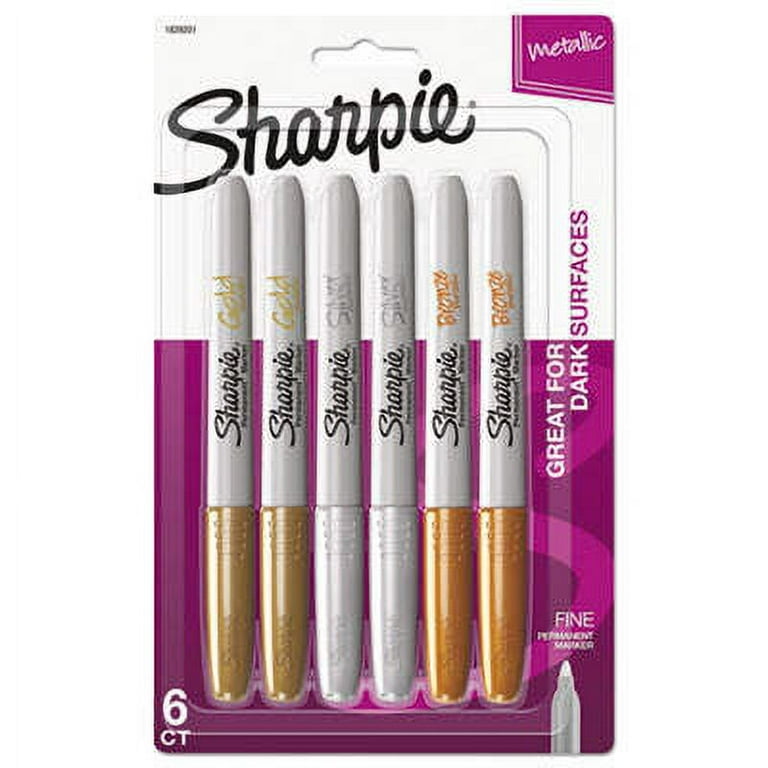 Metallic Sharpie Permanent Marker Fine Point Tip 6 Pack Gold, Silver and  Bronze Sharpie Sharpie Metalic Drawing, Arts, Crafts Markers 