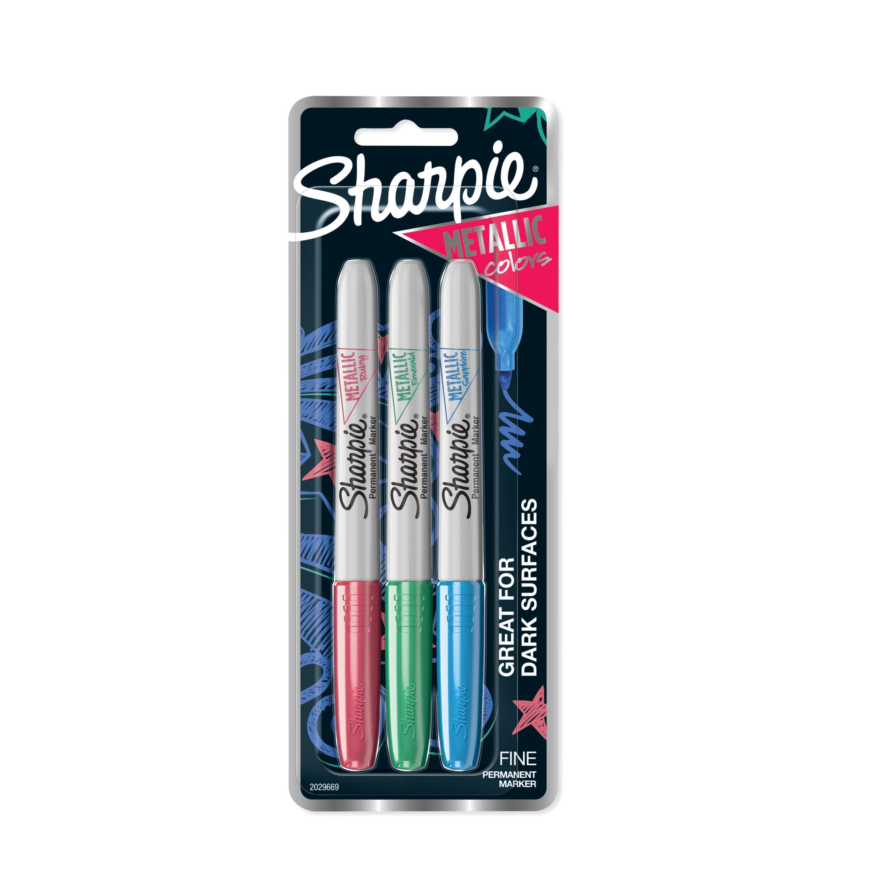 Sharpie Metallic Marker Set, Carded Packaging, Fine, 3-Colors