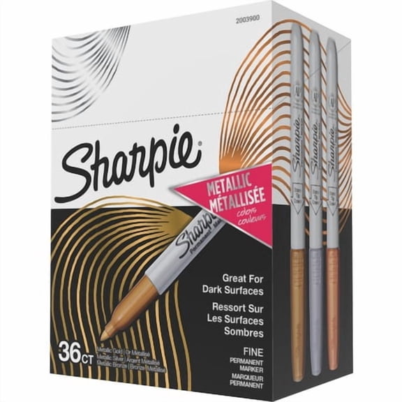 Sharpie Metallic Markers, Assorted Ink, Plastic Barrel (2003900) | 5 Boxes (180 Total)