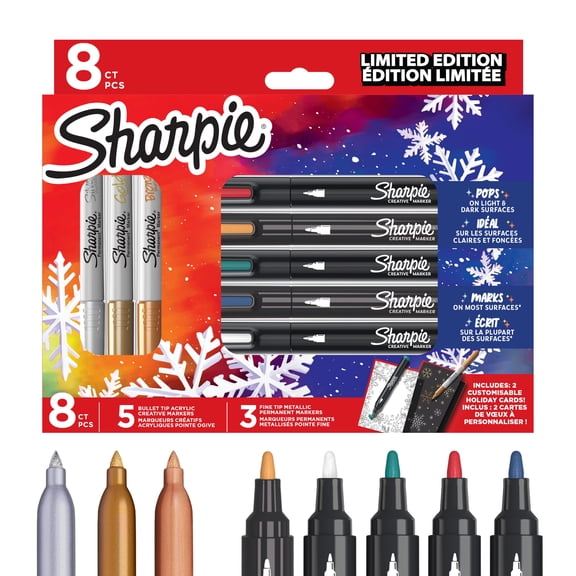 Sharpie Metallic Permanent Markers & Creative Marker Pens Gift Set, 8 Count