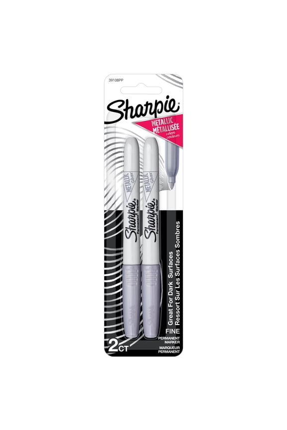 Metallic Permanent Markers, Fine Point, Silver, 2 Count