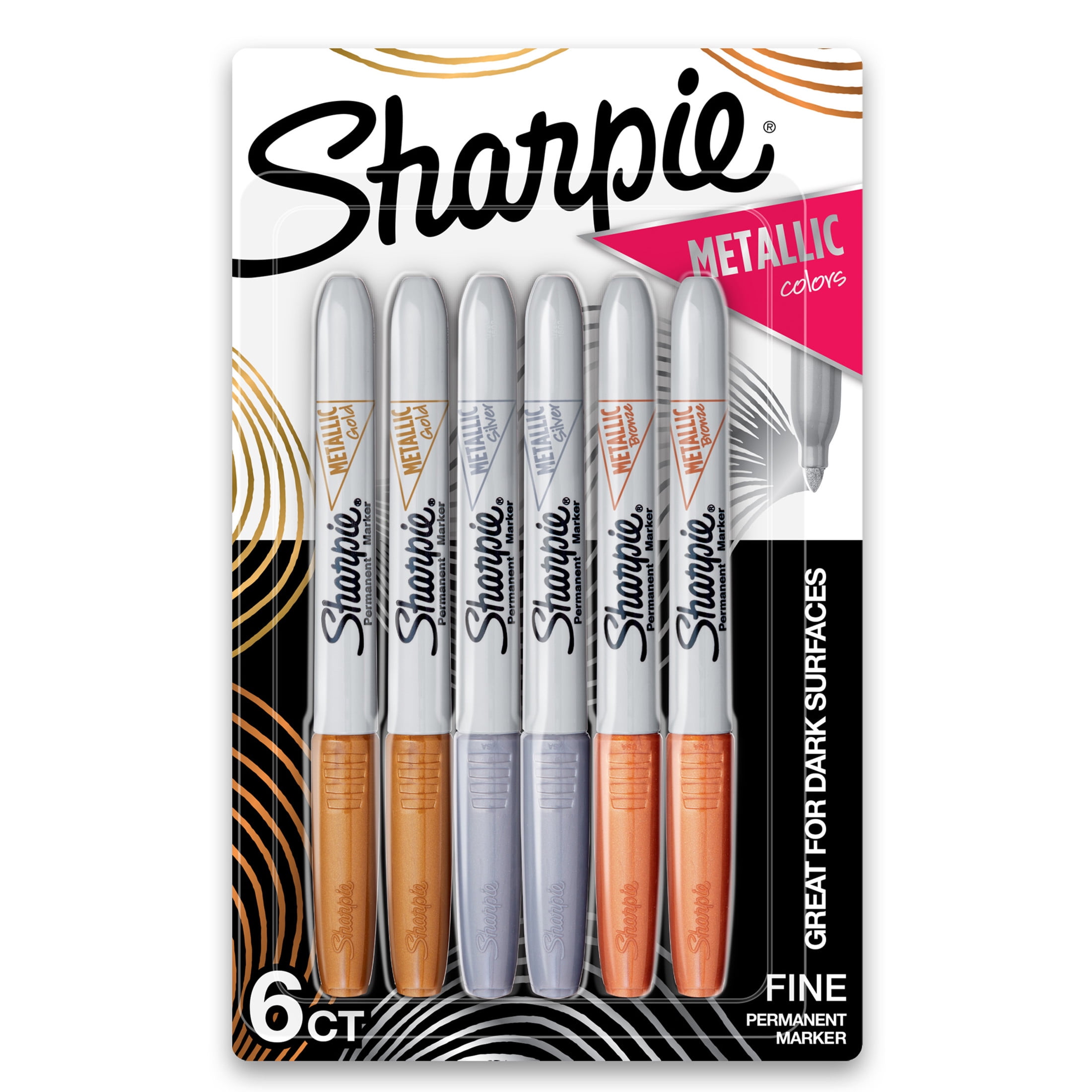Sharpie Metallic Permanent Markers, Set of 6