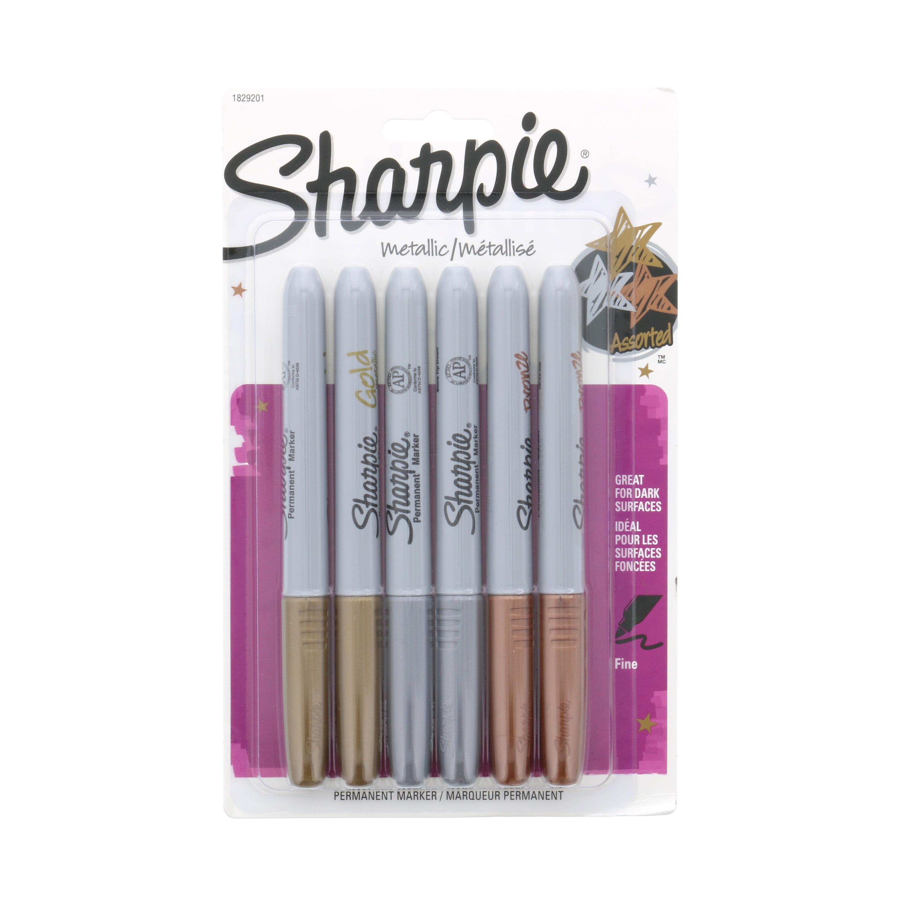 Sharpie Metallic Permanent Markers, Fine Point, Assorted Colours