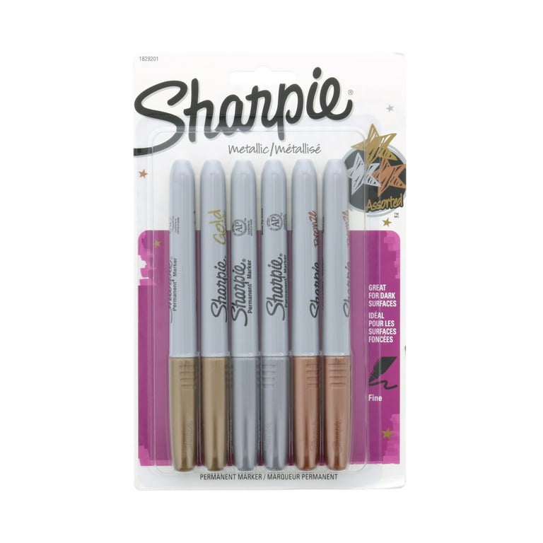 Sharpie Metallic Permanent Markers, Fine Point, 3 Assorted Colors - LOT OF  6