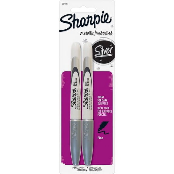 Sharpie Metallic Permanent Markers, Silver Ink (39108PP) | 2 Packs (4 Total)