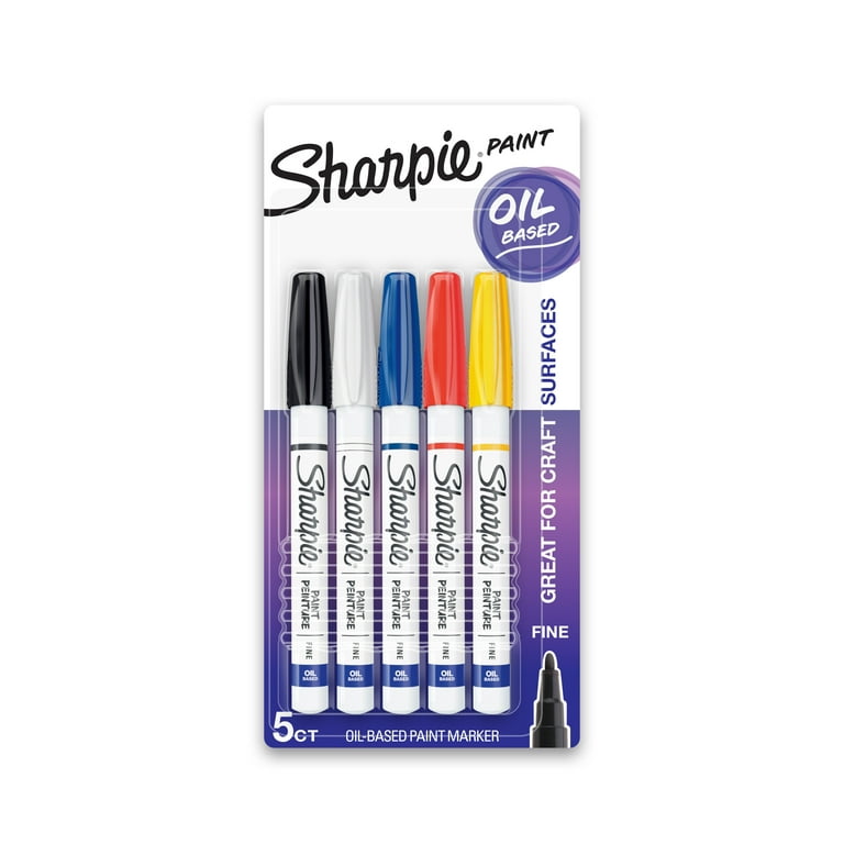 Sharpie Oil-Based Paint Markers, Fine Point, Assorted Pack 5 Bold Colors  New