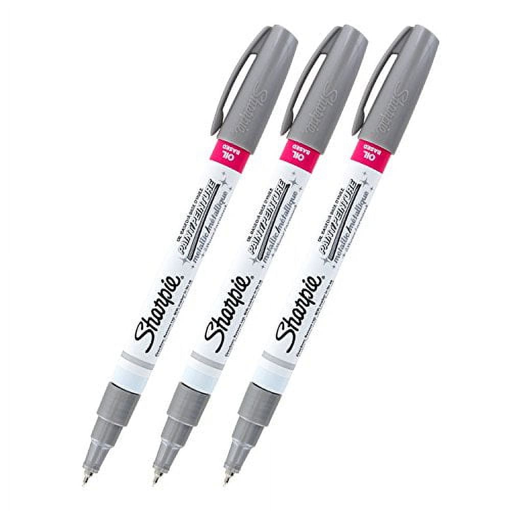 Sharpie Oil-Based Paint Marker Extra Fine Point Silver Ink Pack of 3