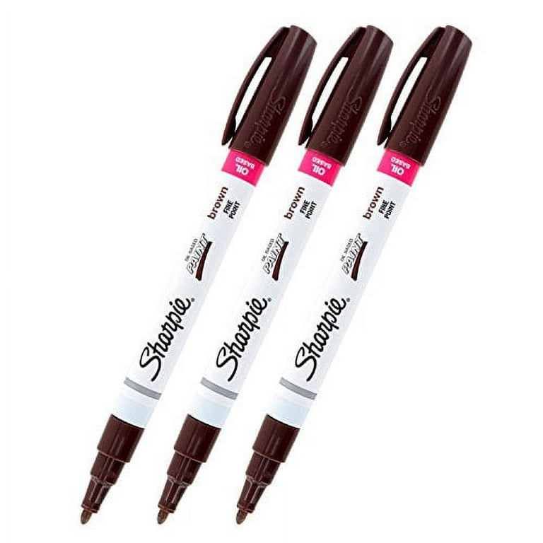 Sharpie Oil-Based Paint Marker, Fine Point, Brown Ink, Pack of 3