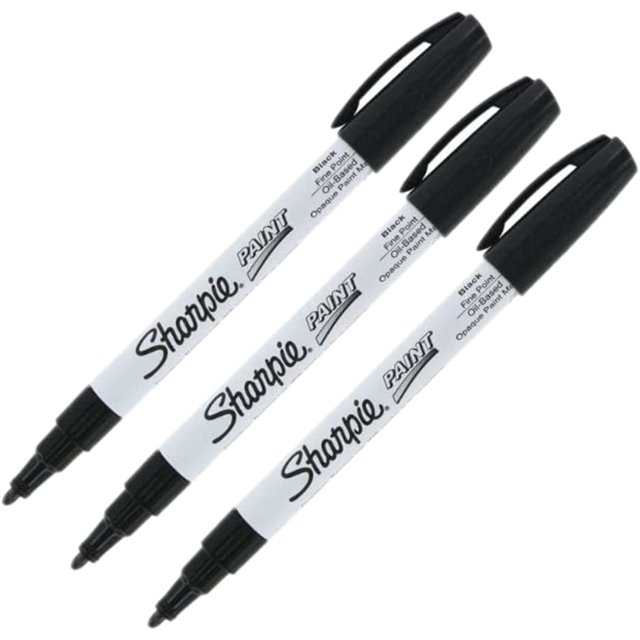 Sharpie OilBased Paint Marker, Fine Point, Pack of 3 (Black)