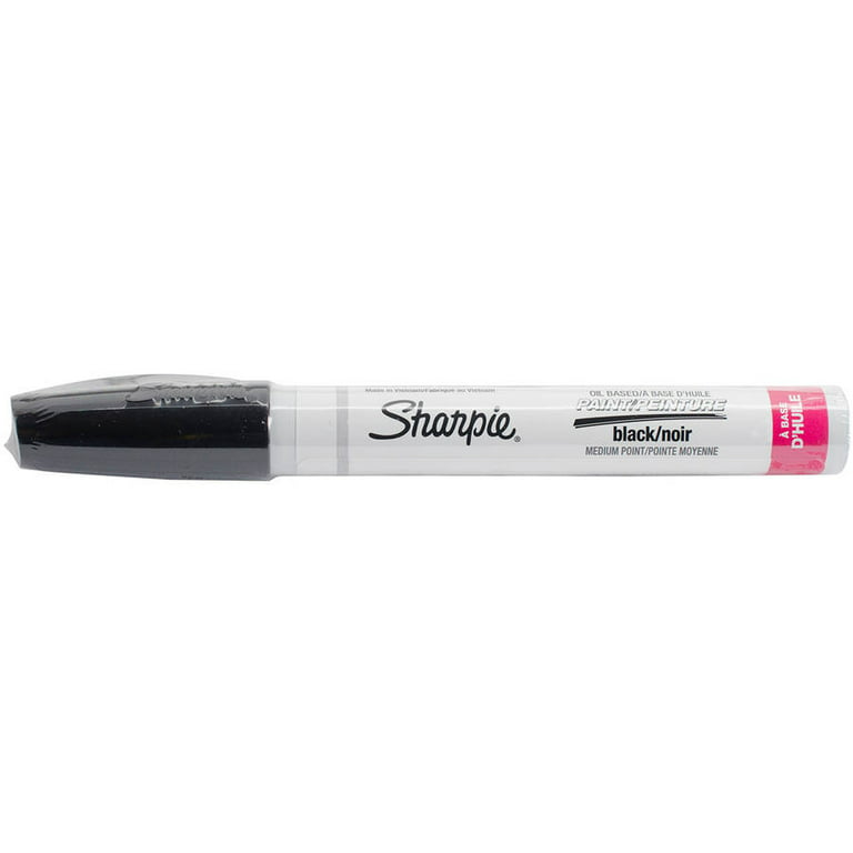Sharpie Oil-Based Paint Marker, Medium Point, Black Ink, Pack of 3, Bundle  with Plastic Reusable Pouch