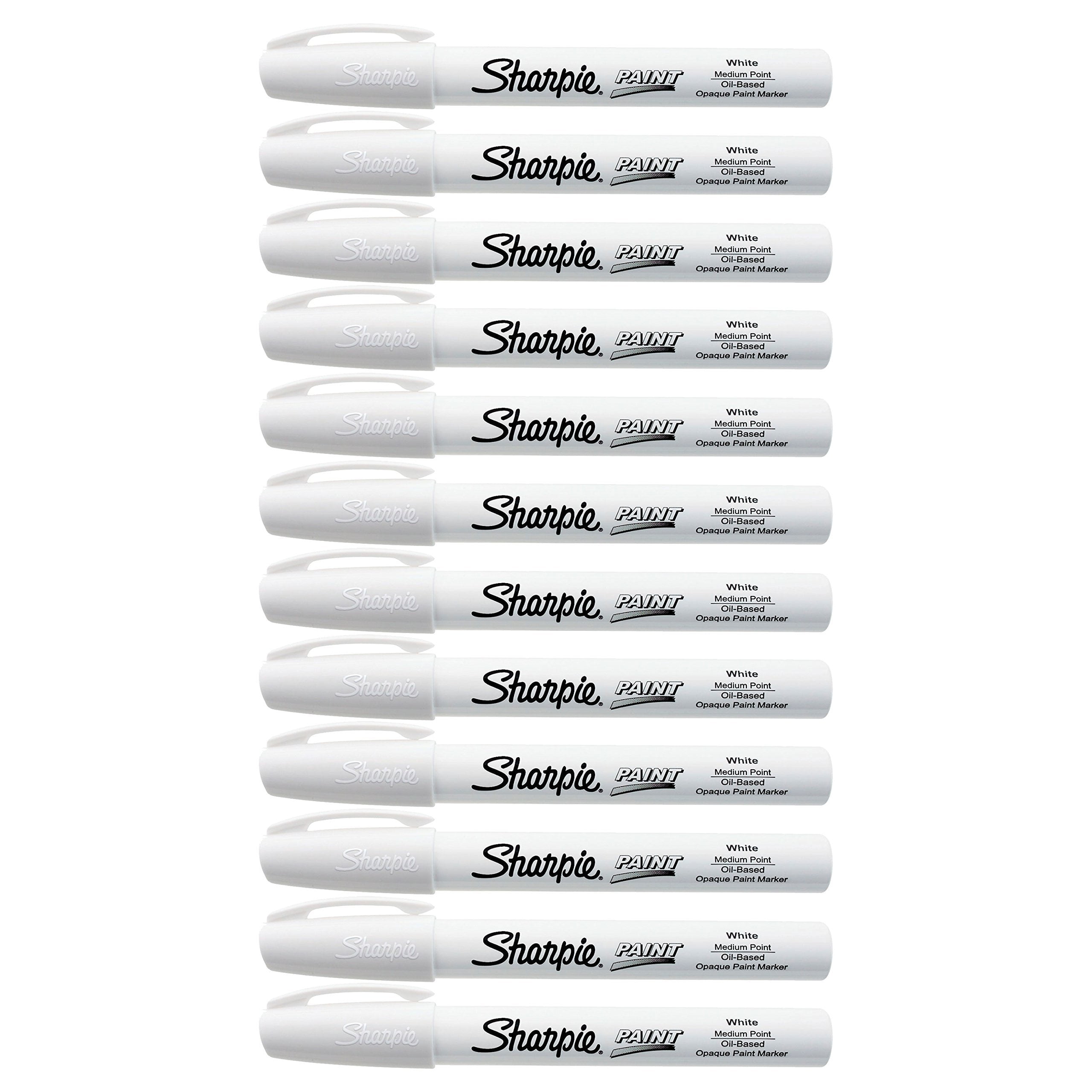 Sharpie Oil-Based Paint Marker, Medium Point, White, 12 Count - Great for Rock Painting