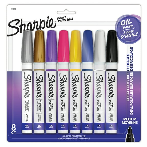 Sharpie Oil-Based Paint Markers, Fine Point, Assorted Colors, 8 Count