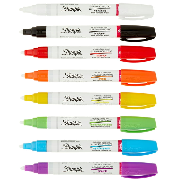 Sharpie Oil-Based Paint Markers, Medium Point, Assorted Colors, 8 Count