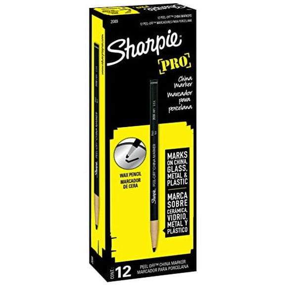 Sharpie PEEL-OFF Marker China, China Marker Bullet, 12 Pack, Black (2089)