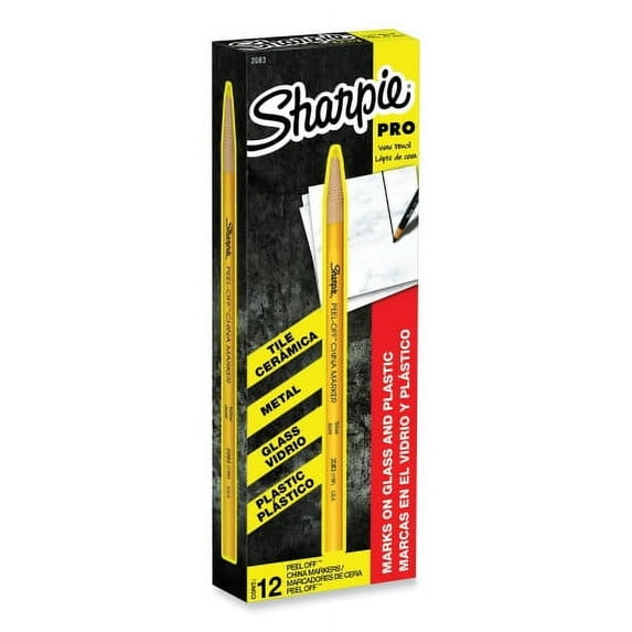 Sharpie Peel-Off China Markers, Yellow, Dozen, Each