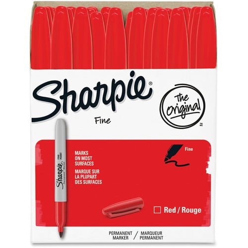 Sharpie Pen-style Permanent Marker, Red Ink, Alcohol Based (1920937) | 5 Packs (180 Total)