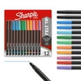 thumbnail image 1 of Sharpie Pens, Felt Tip Pens, Fine Point (0.4mm), Assorted Colors, 12 Count, 1 of 5
