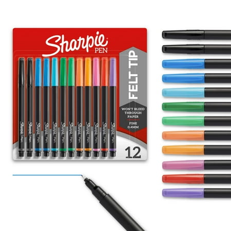 Sharpie Pens, Felt Tip Pens, Fine Point (0.4mm), Assorted Colors, 12 Count price history and forecast - Sharpie SAP_1802226