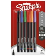 Sharpie Pens, Felt Tip Pens, Fine Point (0.4mm), Assorted Colors, 6 Count