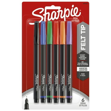 Sharpie Pens, Felt Tip Pens, Fine Point (0.4mm), Assorted Colors, 6 Count