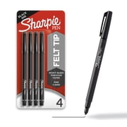 Sharpie Pens, Felt Tip Pens, Fine Point 0.4mm, Black, 4 Count