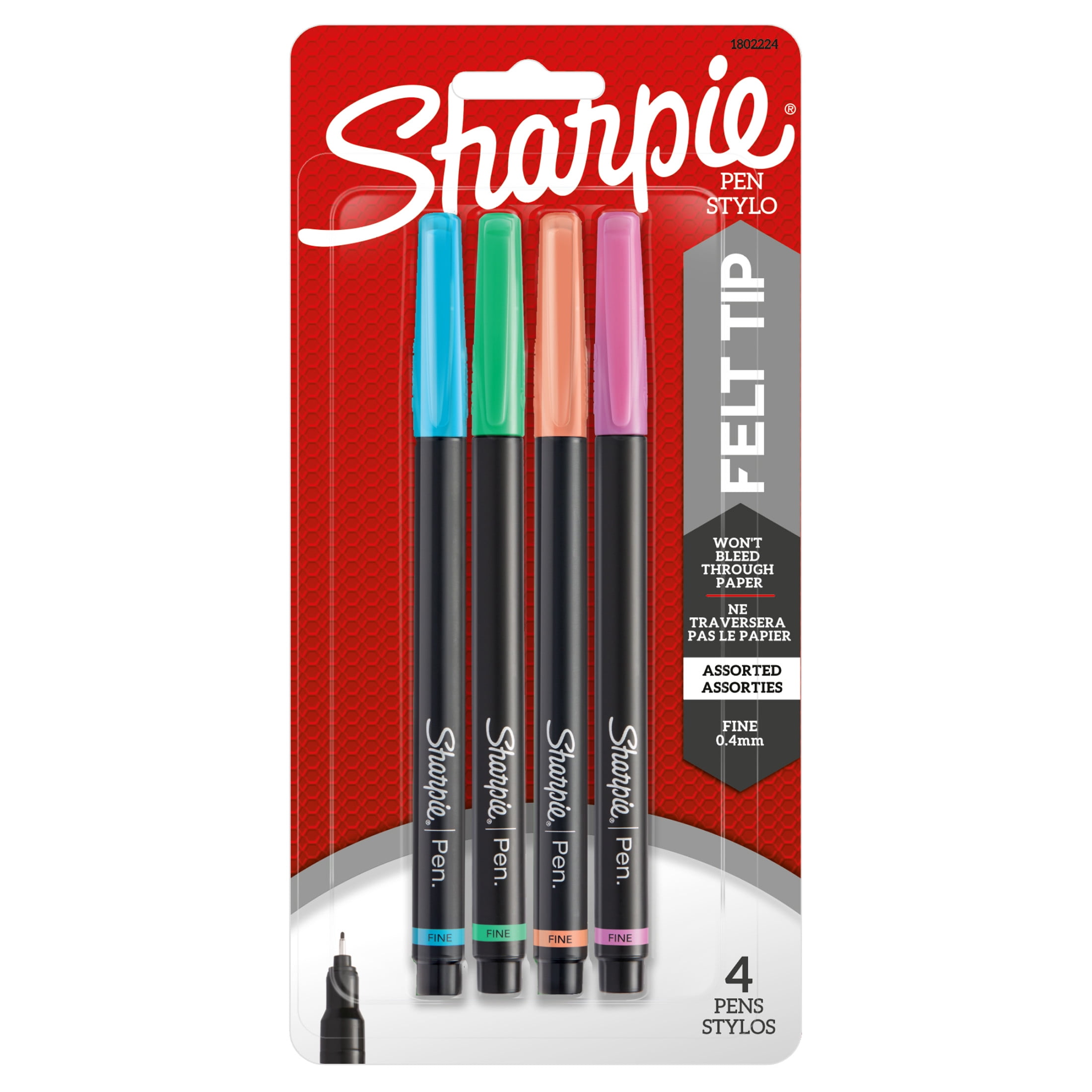 Sharpie Plastic Point Stick Pen, Assorted Fashion Colors, 4/Set