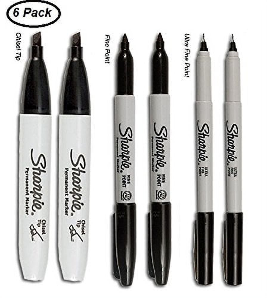 Sharpie Permanent Marker, Chisel Tip, Black, 3 Markers Per Order (38281)