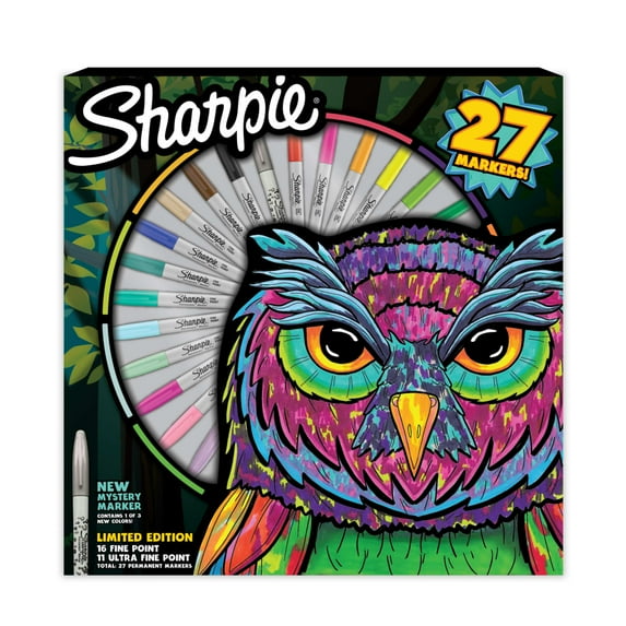 Sharpie Permanent Marker Pack, Fine and Ultra-Fine Tip Markers, Assorted Colors Plus 1 Mystery Color, Special Edition, 27 Count