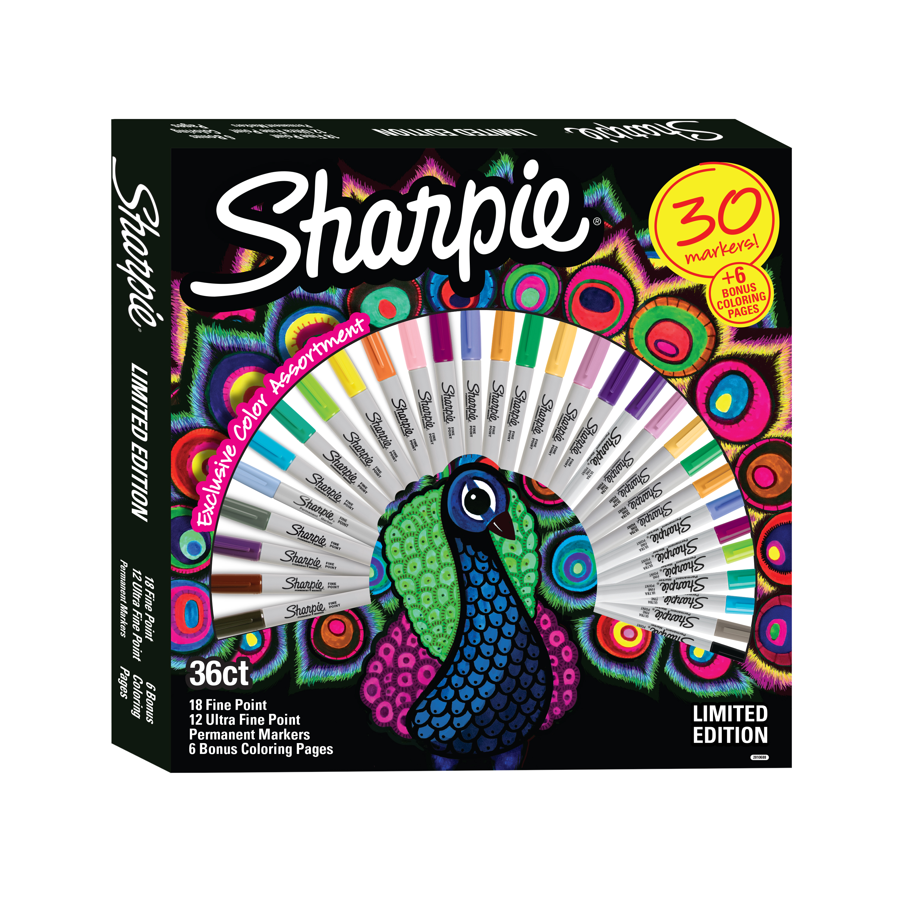 Sharpie Permanent Marker Limited Edition Set, Exclusive Color Assortment, plus 6 Bonus Coloring Sheets, 36 Count - image 1 of 9