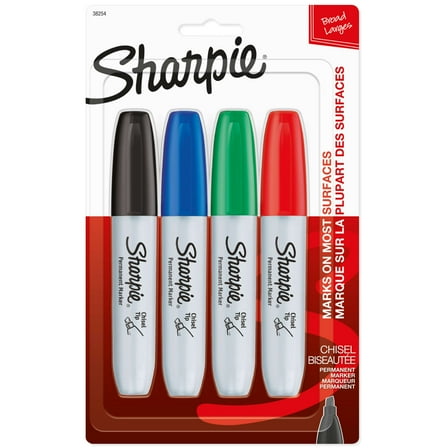Sharpie King Size Permanent Marker, Large Chisel Tip, Great for Poster Boards, Assorted, 4 Count