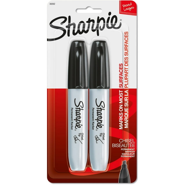 Sharpie Permanent Broad and Big Markers, 2 Count, Chisel Tip, Black ...